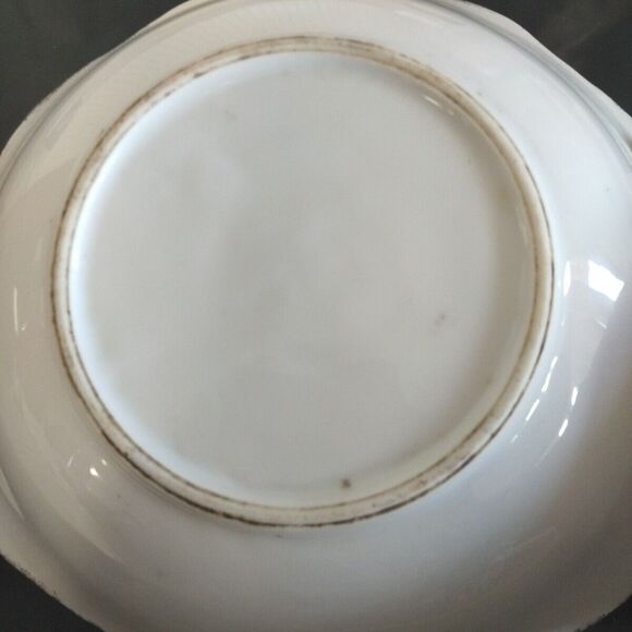 8" Bowl Hand Painted Pink & White Floral Flower Gold Trim Porcelain Vintage - Picture 9 of 9